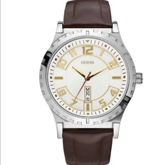 New Guess Watch Men dated Brown Leather - Picture 1 of 3